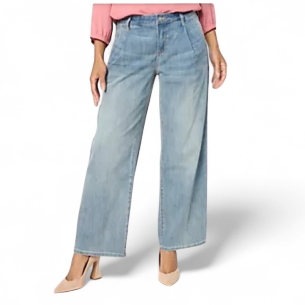 NYDJ Women’s Teresa Wide Leg‎ Ankle w/ Front Pleats Indigo Stream Size 12 NEW
